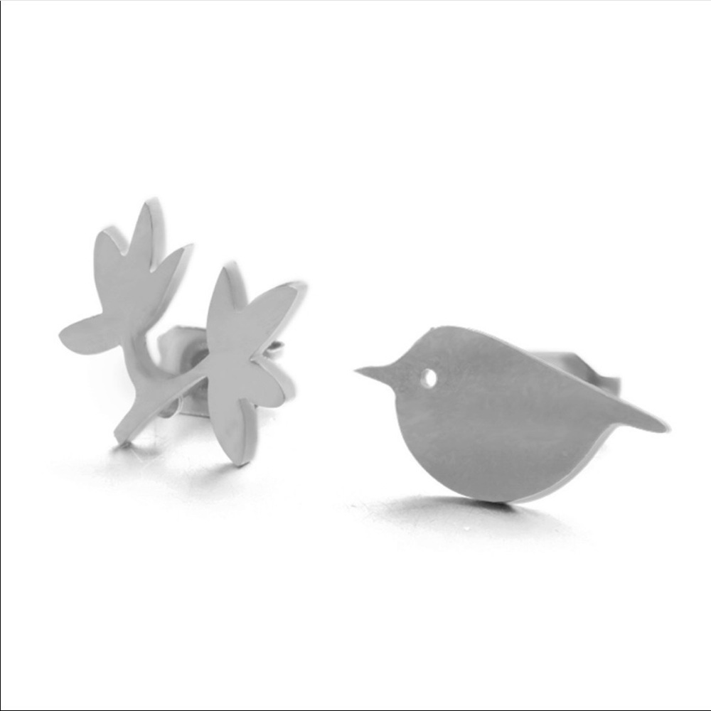 Bird mismatched boutique stainless steel earrings new